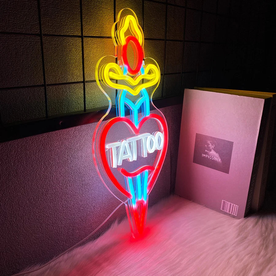 Tattoo Led Neon Sign, Decor With Aesthetic Operation Lights, Used For Business Lights In Shops, Rooms, Bars And Tattoo Studios.