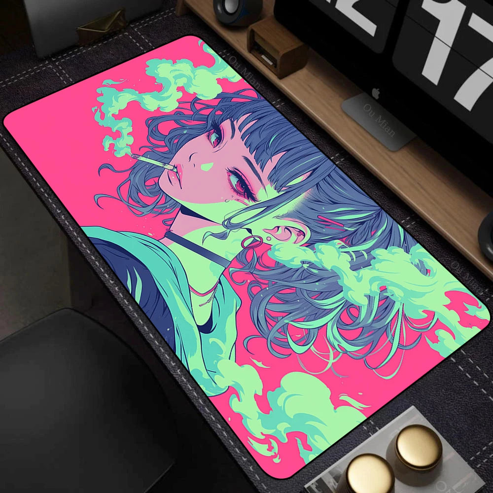 Large Desk Mat Kawaii Mousepad Cute Pink Anime Aesthetics Girl Mouse Pad Kawai XXL Gaming Deskmat Cool Girls Big Mouse Mat 90x40
