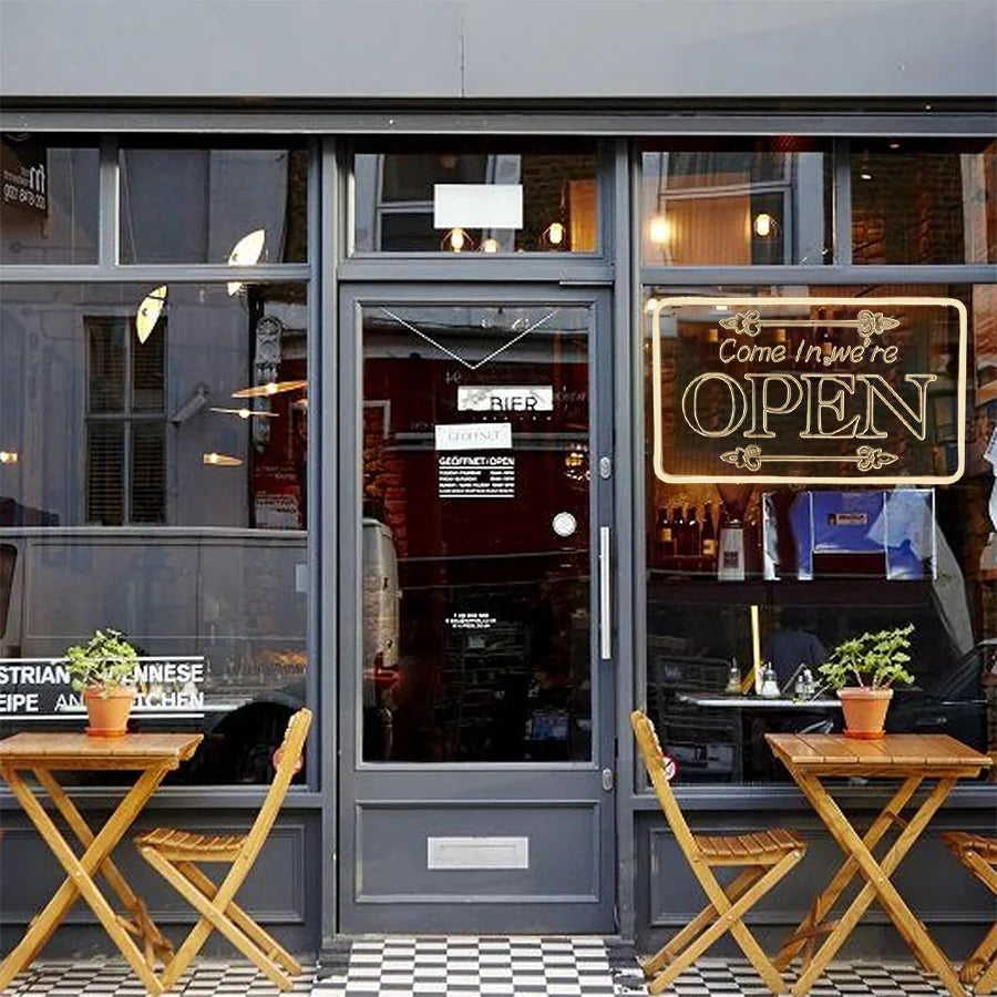 LED Neon Open Sign for Business, Led Neon Lights for Party Bar Salon Stores Hotel Wall Decor Come in we're Open,USB Powered