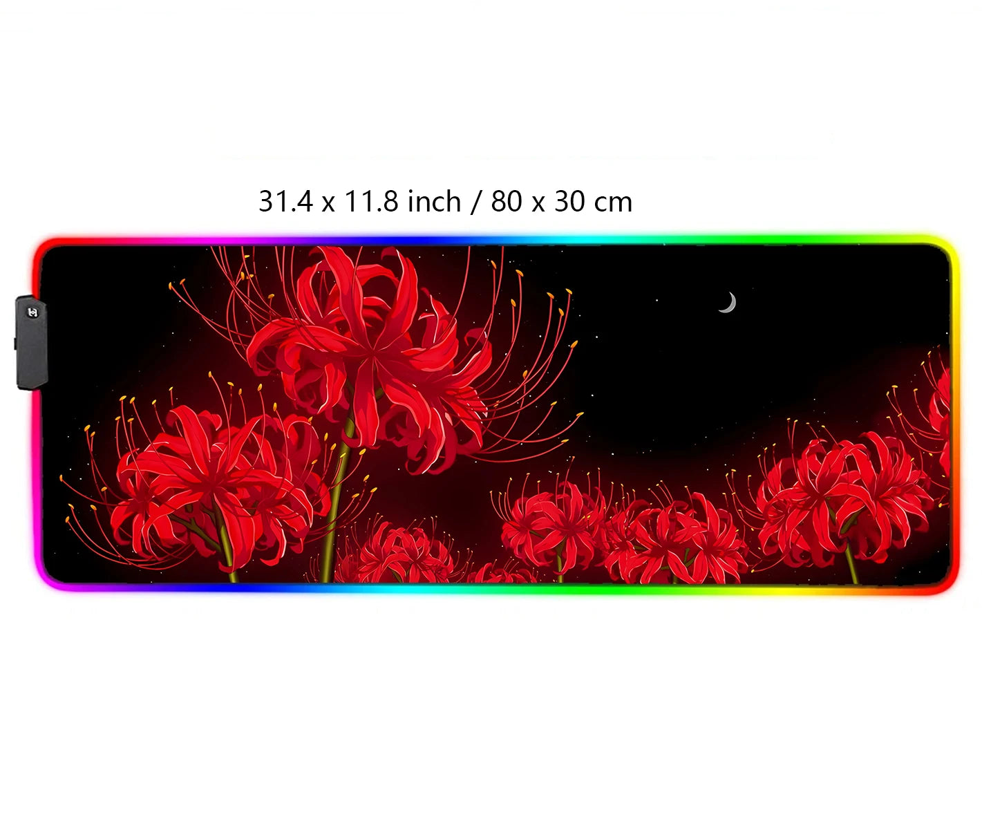 Large Gaming Mouse Pad Rgb Led Wisteria Demon XXL Gaming Deskmat Red Spider Lily Desk Mat Death Flower Anime Mousepad Aesthetic