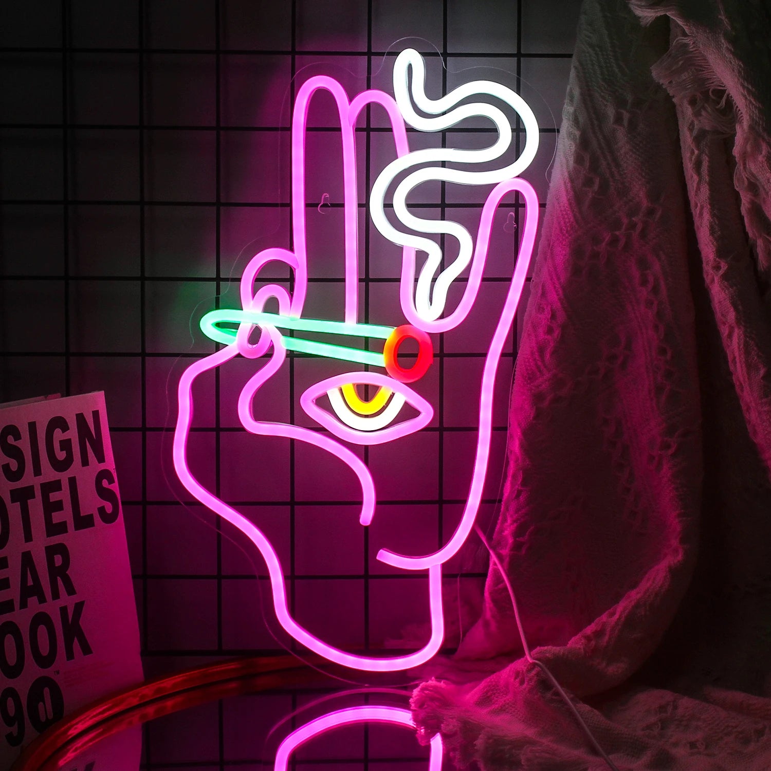 Led Neon Sign Smoking Hand Eye Personalized Neon Signs For Bar Game Room Restaurant Wall Decoration Neon Light USB Acrylic