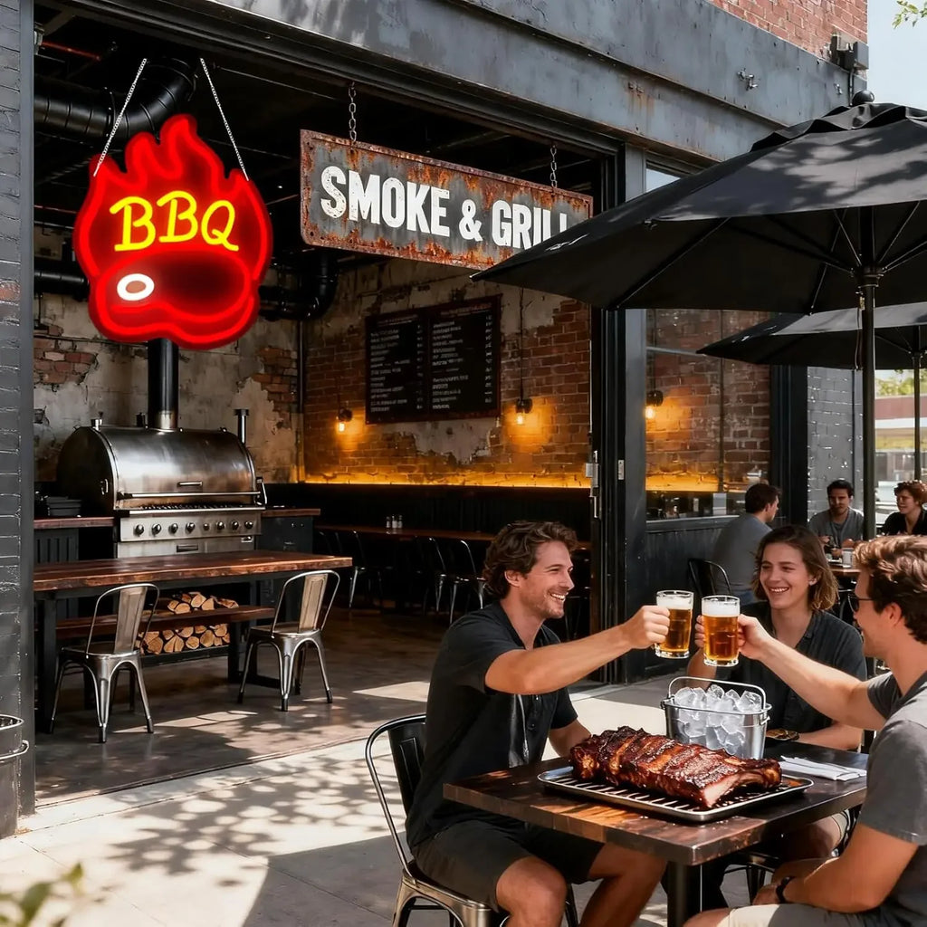 LED Barbecue Neon Signs BBQ Neon Light for Wall Decor USB Dimmable for Home Party Restaurant Grill Bar Grilled Meat Decor Gifts