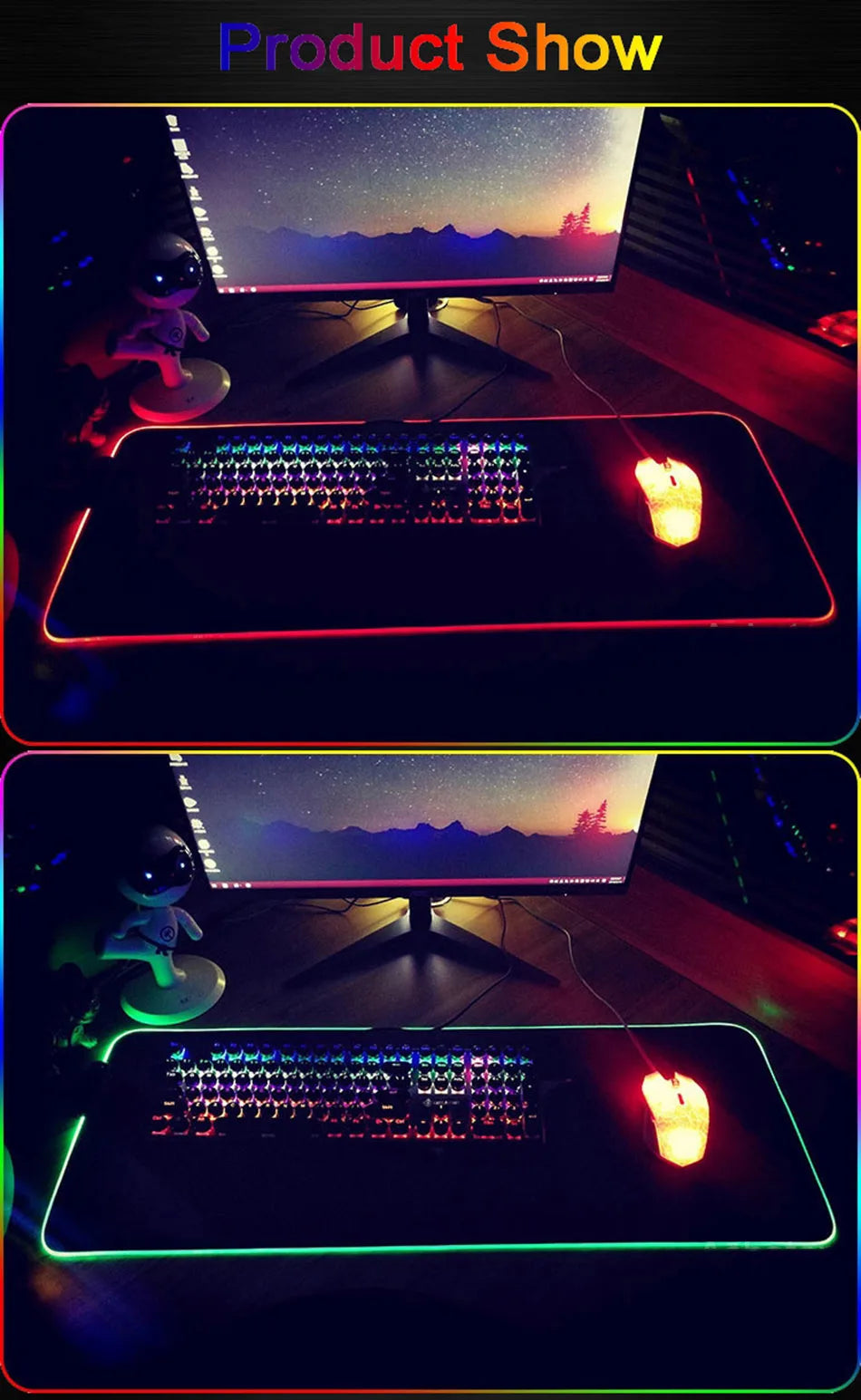RGB custom mouse pad Our company provides Dropshipping services RGB LED luminous mouse pad has more than 10 color changes