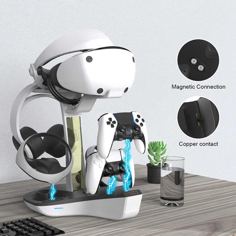 Charging Dock for PS5 PS VR2 Headset Stand Controller Charger Station LED Indicator Light Storage Helmet Earphones Bracket
