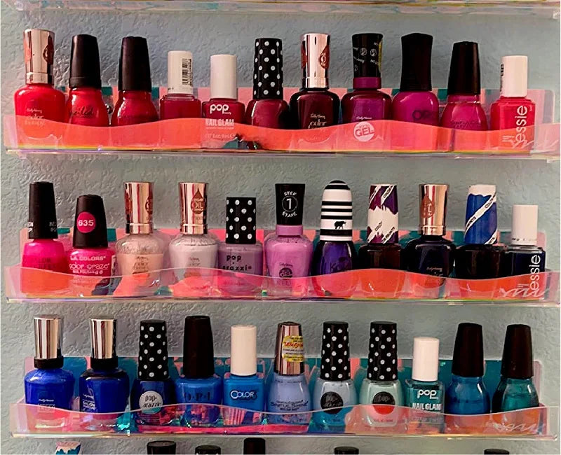 2/4Pcs Acrylic Floating Shelves Colorful Display Stand Rainbow Iridescent Wall Rack Shelf Office Storage Bookshelf Wall Hanging