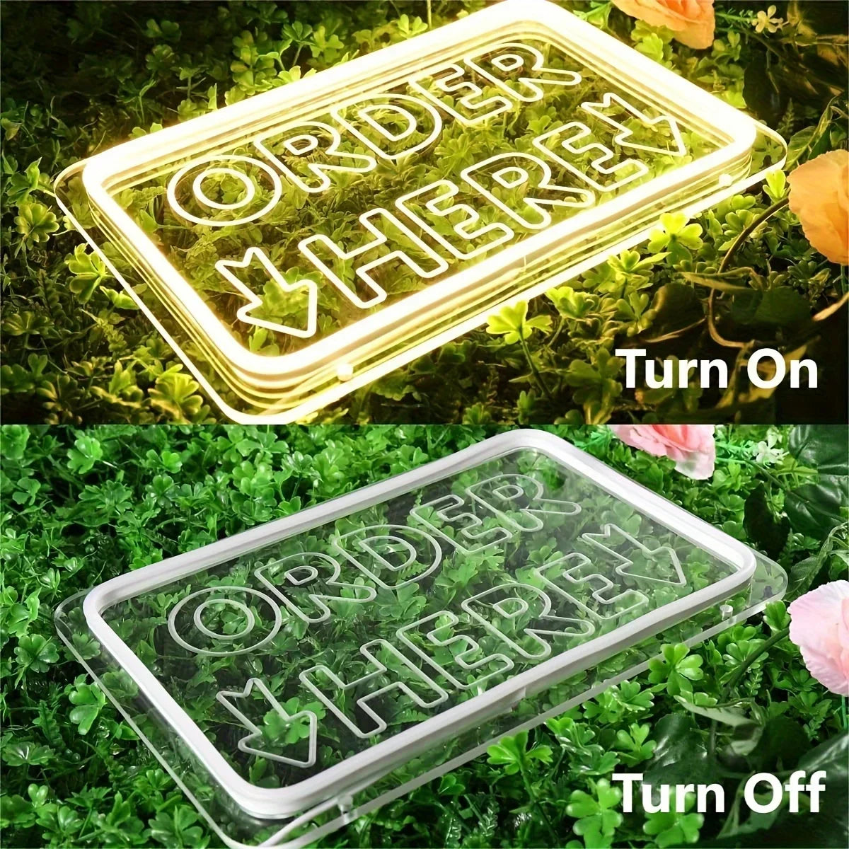 Order Here Neon Sign For Wall Decor Store Supermarket Led Lights, For Door Decorations,Checkstand Business Accessories Neon Sign