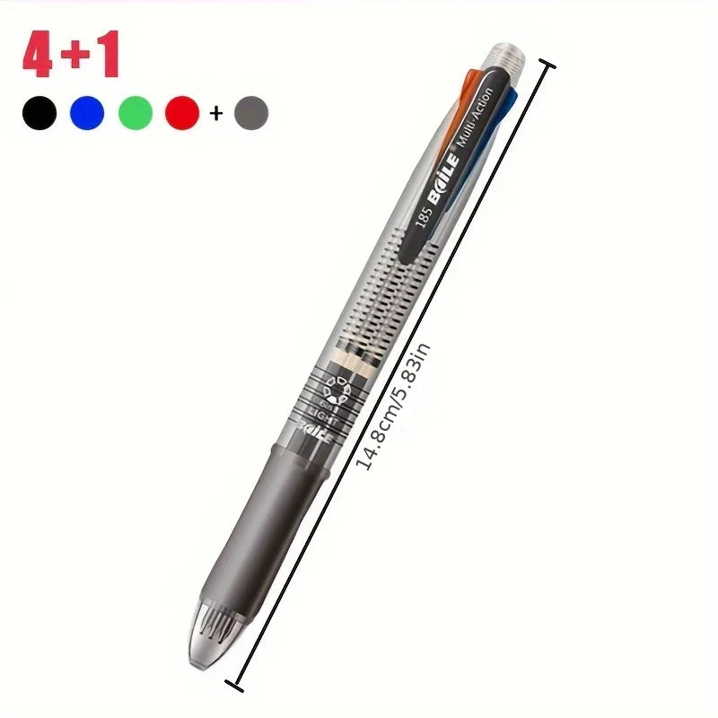 Creative 5 In 1 Multicolor Ballpoint Pen Set 4Colors 0.7mm Ball Pen and 0.5mm 1pc Automatic Pencil Art Painting Writing Supplies