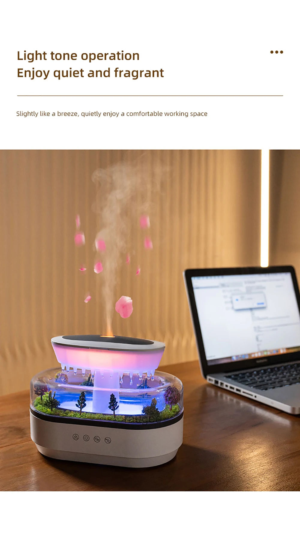 Aroma Humidifier Raindrop Air Humidifier Essential Oil Diffuser Home Aromatherapy Fragrance Diffuser with Colorful Night Light