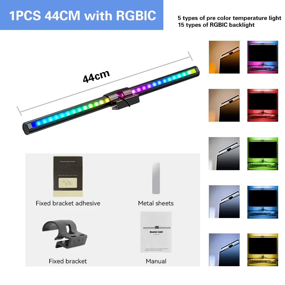 RGB Led Monitor Light Bar Monitor Screen Hanging Lighting USB Dimmable Atmosphere Desk Lamp for Computer Gaming Lights