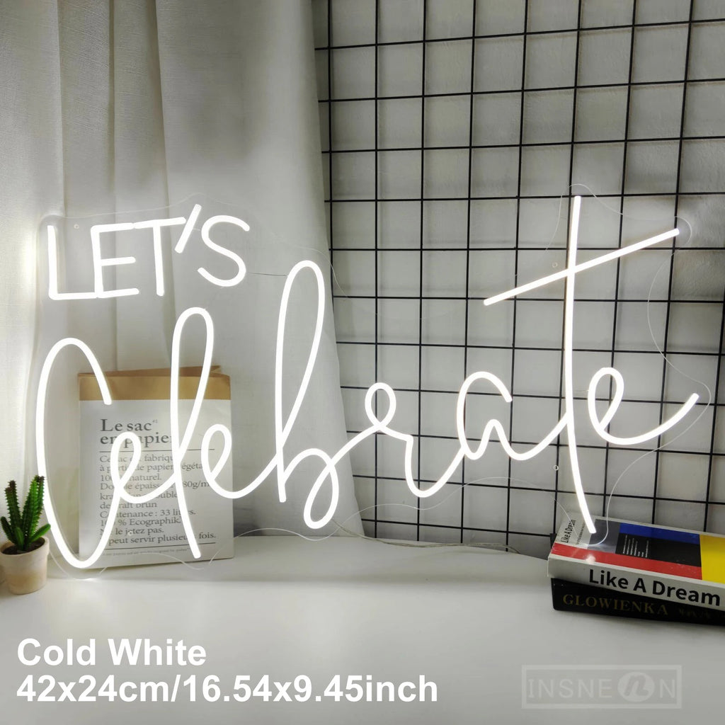 Lets Celebrate Led Neon Signs Wedding Party Wall Decor Neon Light Room Art Decoration Bedroom Hanging Neon Lignt Sign Decor Gift