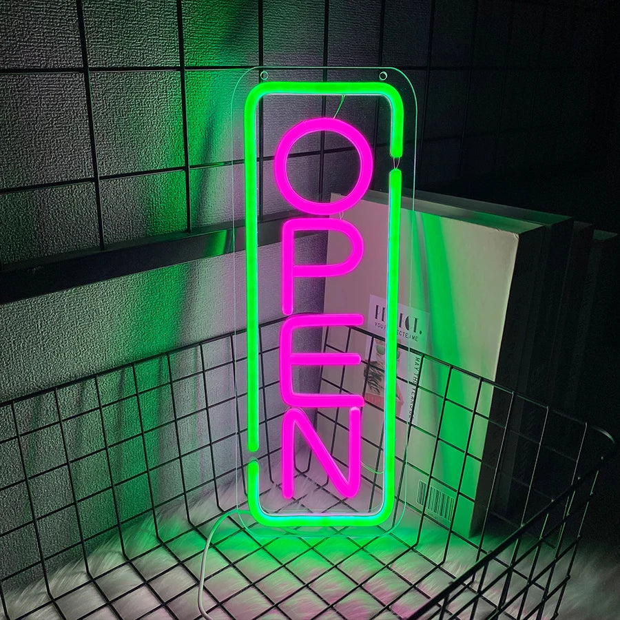 Open Led Neon Sign, With Switch Usb Connection, Are Used For Artistic Decoration Of Salon Studios And Commercial Signboards.