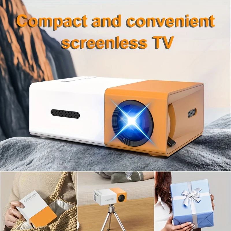Mini portable projector,Supports wired screen mirroring for smartphones，support full HD 1080P, Compatible HD/USB/AV/TV Stick