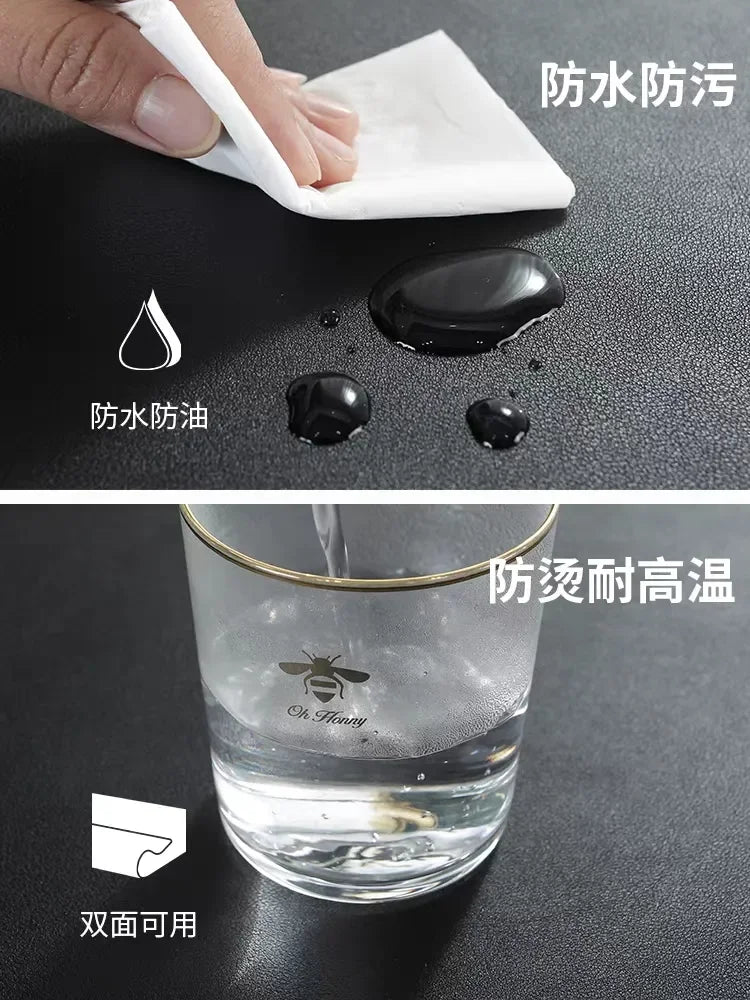 Cute Cartoon Rilakkuma Ins Aesthetic PU Leather Desk Mat | Waterproof Heat-Resistant Mouse Pad for Dorm Office, Kawaii Decor