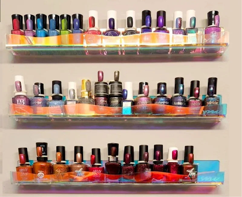 2/4Pcs Acrylic Floating Shelves Colorful Display Stand Rainbow Iridescent Wall Rack Shelf Office Storage Bookshelf Wall Hanging