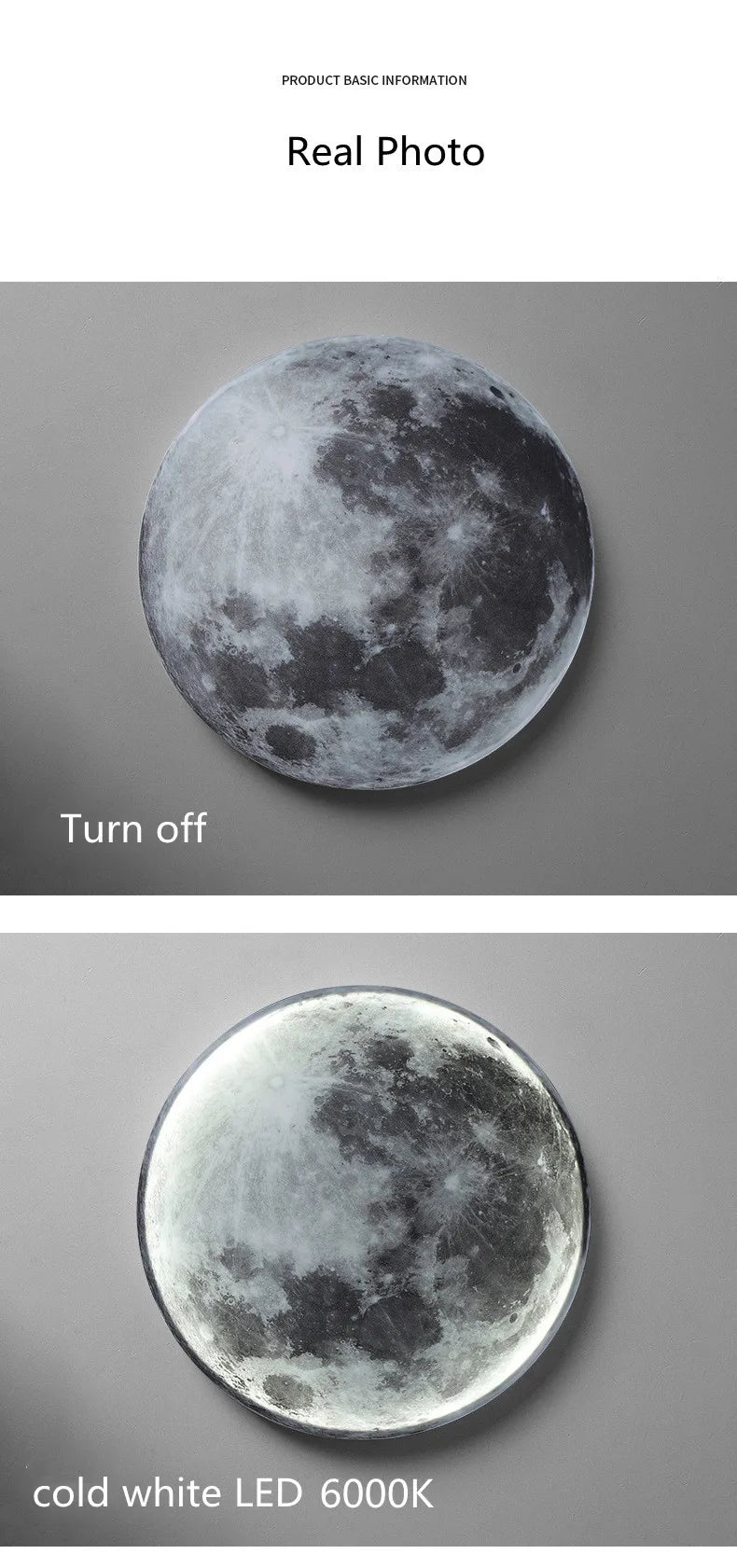 3D LED Moon Lamps 50/60/80cm Living Room Round Moon Wall Lamp Romantic Bedroom Wall Light Remote Control Dimmable Led Wall Lamp