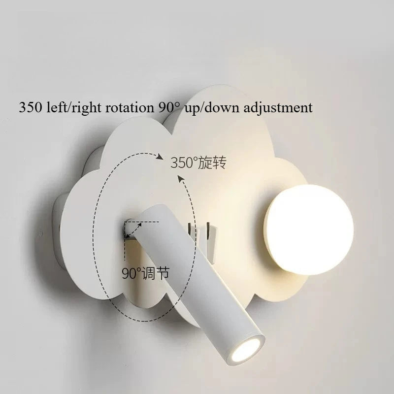 Cloud Wall Lamp Nordic Ins Style Minimalist Bedside Night Light for Kids Bedroom Boys Girls Nursery Decor Modern LED Lighting