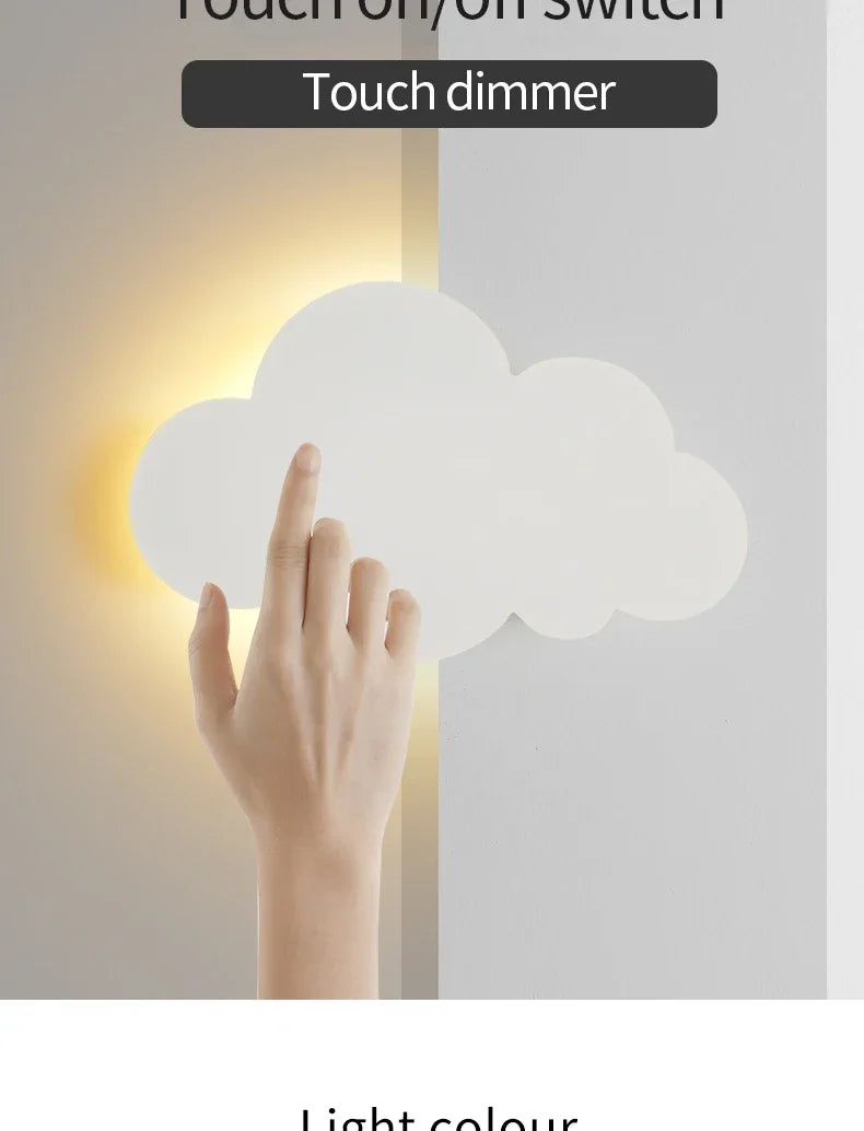 Cloud LED Wall Lamp Baby Room Bedroom Bedside Living Room Dining Room Attic Creative Warm Decoration Touch Switch AC85-230V