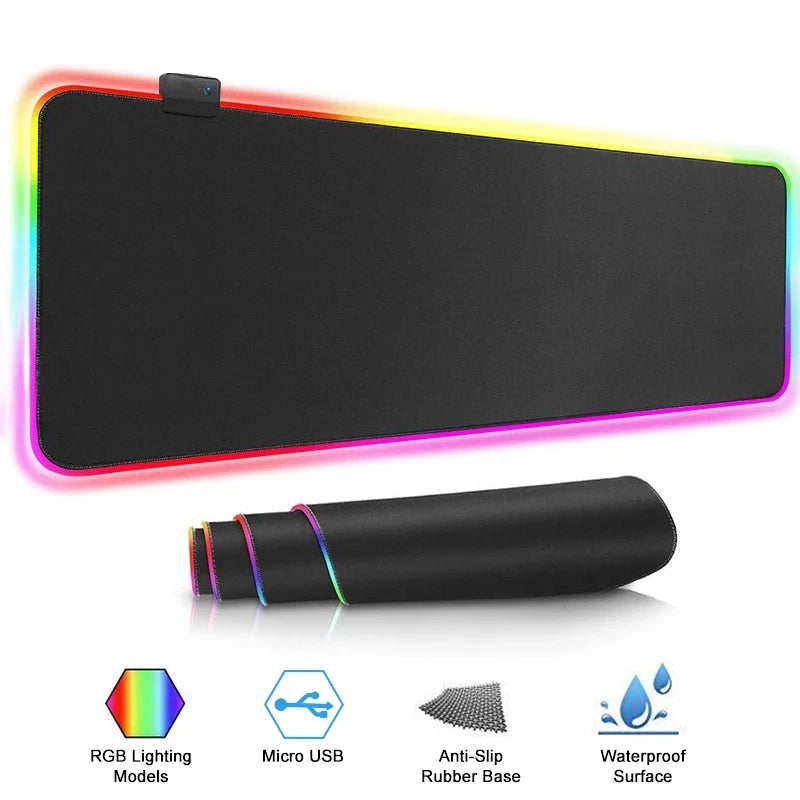 RGB Gaming Mouse pad LED Light  Keyboard Cover Desk Mat Colorful Mouse Pad Waterproof Multi-size PC Computer Carpet with Backlit
