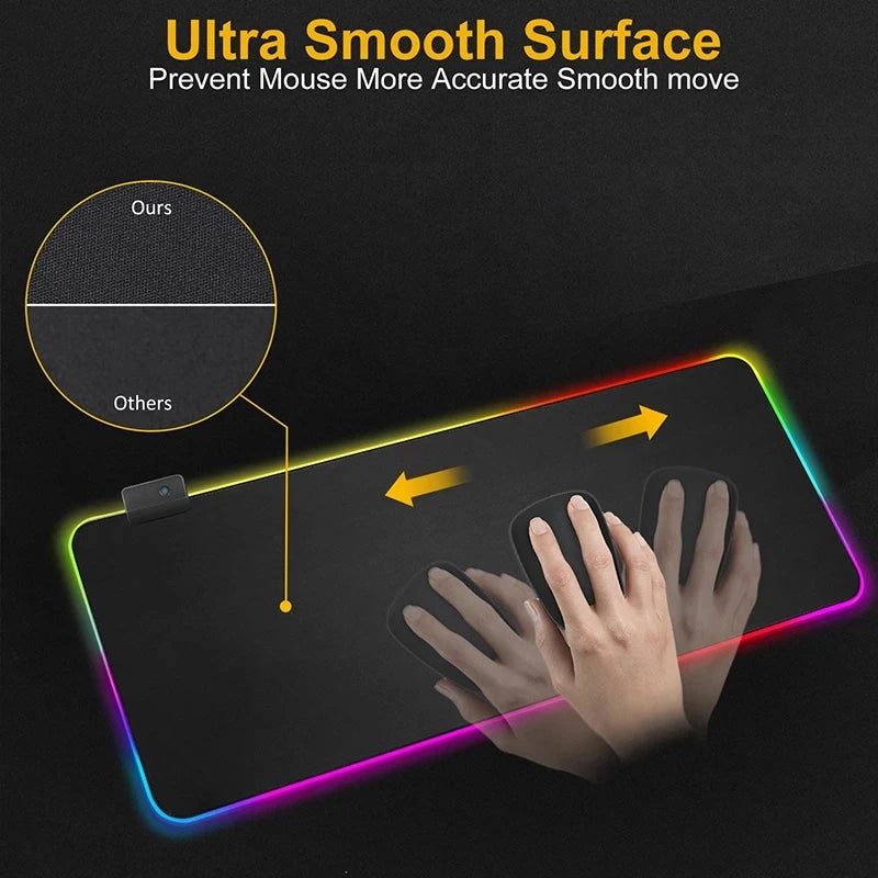 RGB Gaming Mouse pad LED Light  Keyboard Cover Desk Mat Colorful Mouse Pad Waterproof Multi-size PC Computer Carpet with Backlit