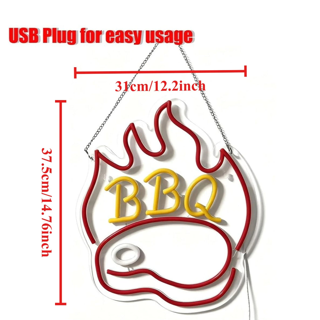 LED Barbecue Neon Signs BBQ Neon Light for Wall Decor USB Dimmable for Home Party Restaurant Grill Bar Grilled Meat Decor Gifts