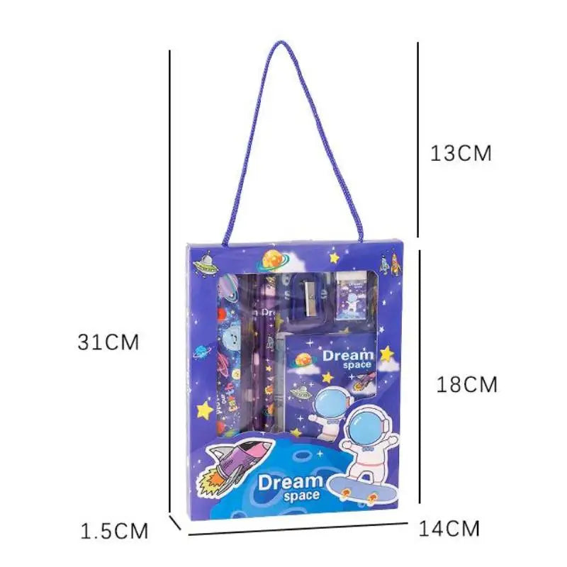 6Pcs/Set Cute Cartoon Capybara Pencil Stationery Set Kawaii Cat Eraser Pencil Sharpener Children's Student Stationery Supplies