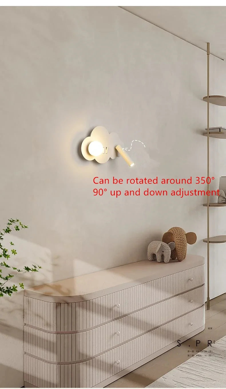 Cloud Wall Lamp Nordic Ins Style Minimalist Bedside Night Light for Kids Bedroom Boys Girls Nursery Decor Modern LED Lighting