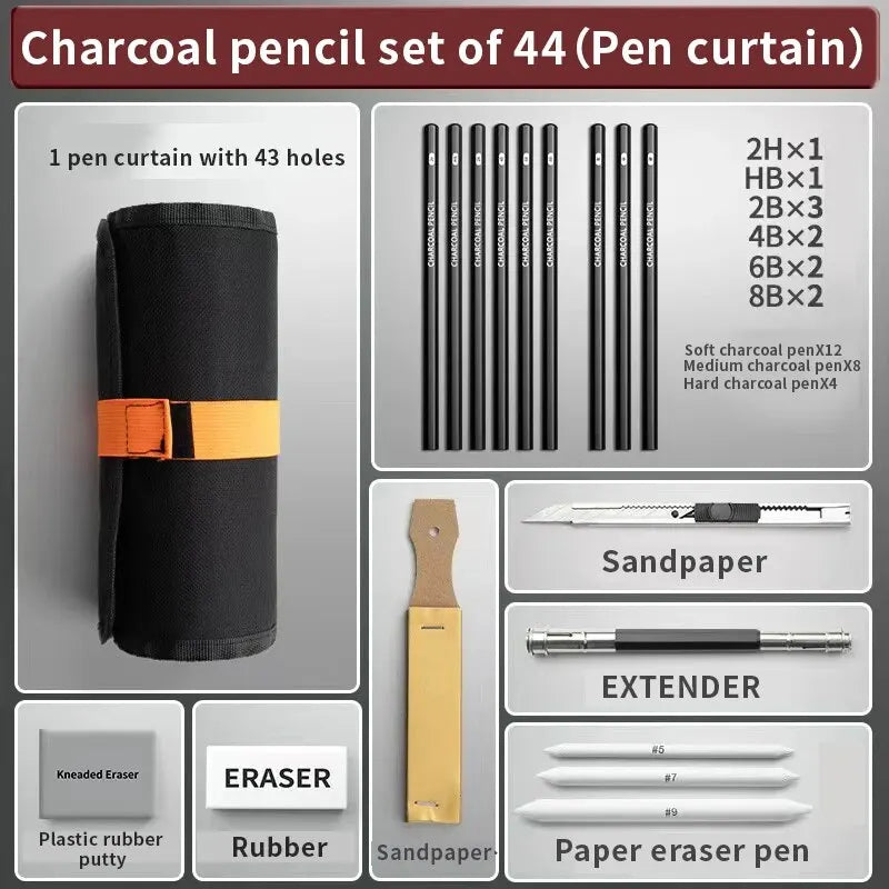 Sketching Pen Set Drawing Pen Sketching Pencil Student Drawing Art Drawing Brush HB Pen Curtain Set Box