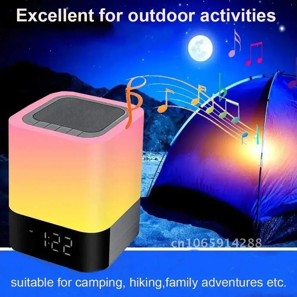 Color Changing Bluetooth Speaker Night Lamp Digital Alarm Clock Player Bedside Sensor Lights Girls MP3 for Gift Touch Boys