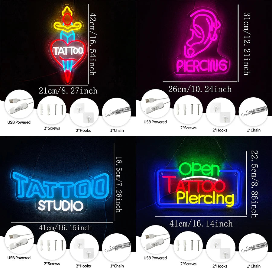 Tattoo Led Neon Sign, Decor With Aesthetic Operation Lights, Used For Business Lights In Shops, Rooms, Bars And Tattoo Studios.