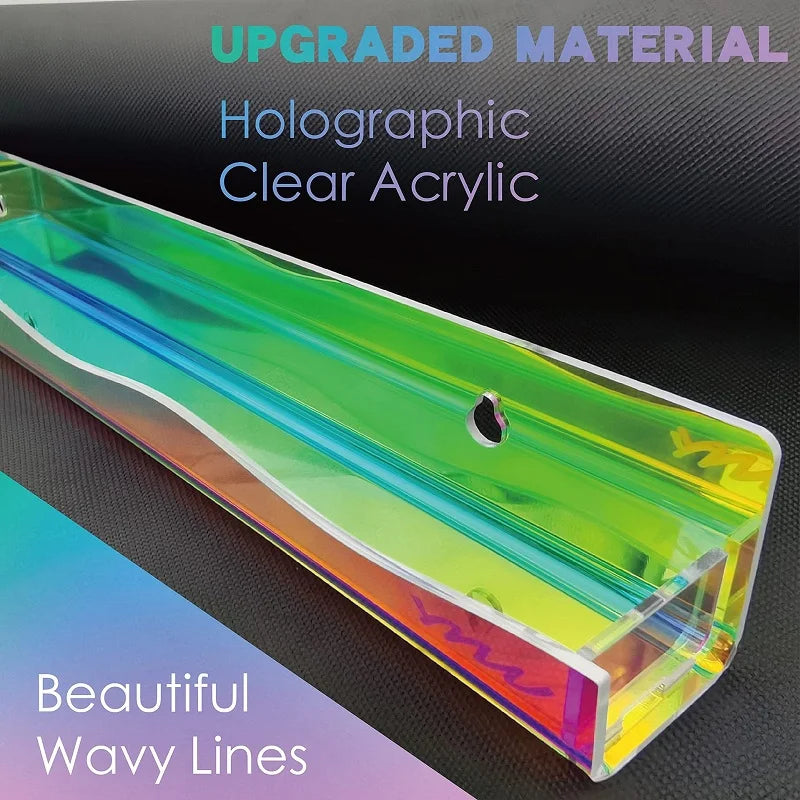 2/4Pcs Acrylic Floating Shelves Colorful Display Stand Rainbow Iridescent Wall Rack Shelf Office Storage Bookshelf Wall Hanging