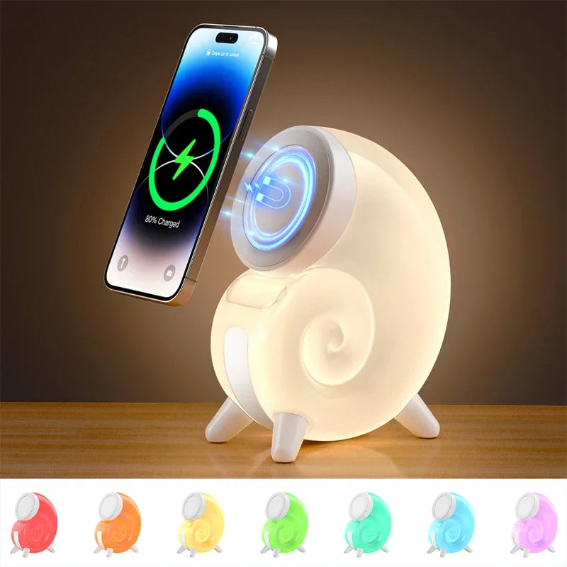 Magnetic Wireless Mobile Phone Charger Base LED Night Light Magnet Fast Charging Stand Dock for iPhone 16 15 14 13 Pro Max Mini*