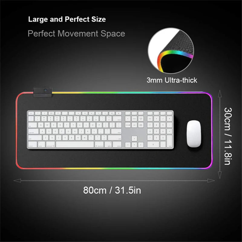 RGB Hexagonal Mouse Pad 900x350 LED Gaming Anime Geometric Luminous Anti-skid Computer Offices Cool Mousepad Desk Mat Laptop Rug