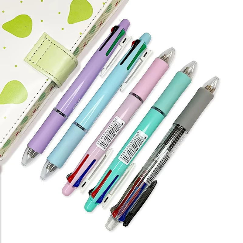 Creative 5 In 1 Multicolor Ballpoint Pen Set 4Colors 0.7mm Ball Pen and 0.5mm 1pc Automatic Pencil Art Painting Writing Supplies