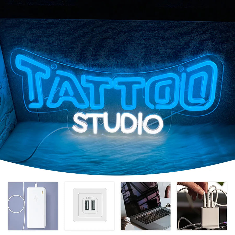 Tattoo Led Neon Sign, Decor With Aesthetic Operation Lights, Used For Business Lights In Shops, Rooms, Bars And Tattoo Studios.