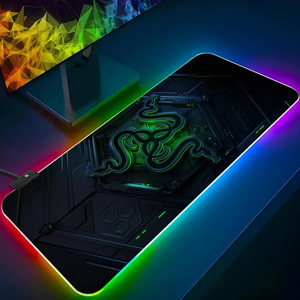 R-Razer-R  Mouse Pad Keyboard LED RGB Pc Gamer Glowing Rubber mause pad  Cute Cartoon Gaming Computer Boys Girls Friends Holiday