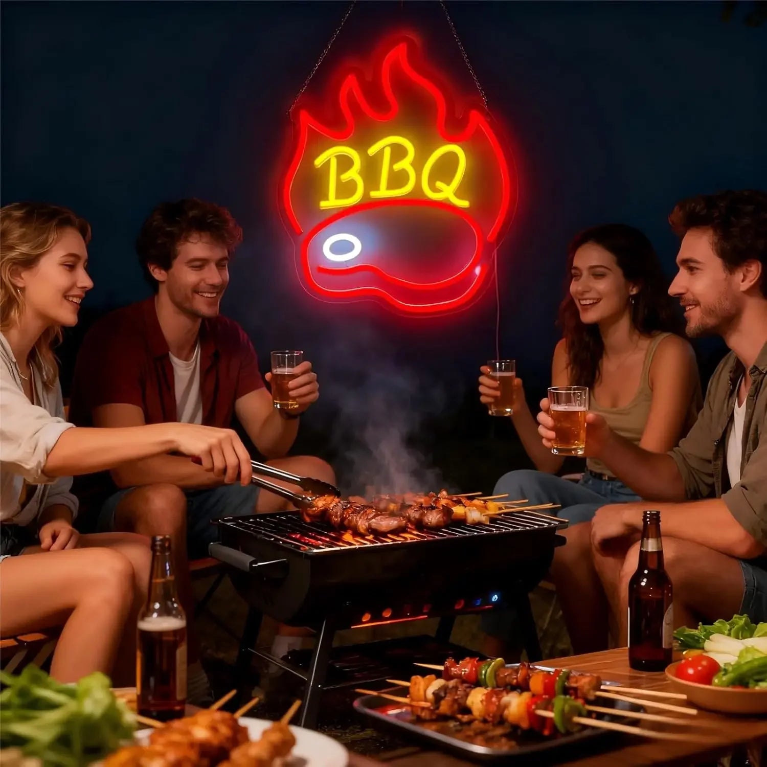 LED Barbecue Neon Signs BBQ Neon Light for Wall Decor USB Dimmable for Home Party Restaurant Grill Bar Grilled Meat Decor Gifts