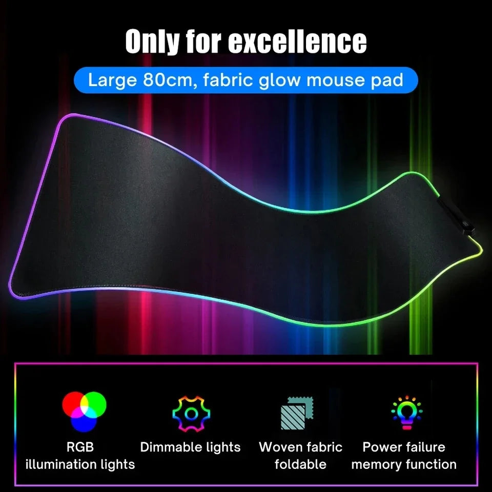 Led Large Desk Mat Fantasy Mountain Landscape Rgb Mousepad Carpet with Backlight Mausepad Lockrand Colorful Mouse Pad Desk Mats