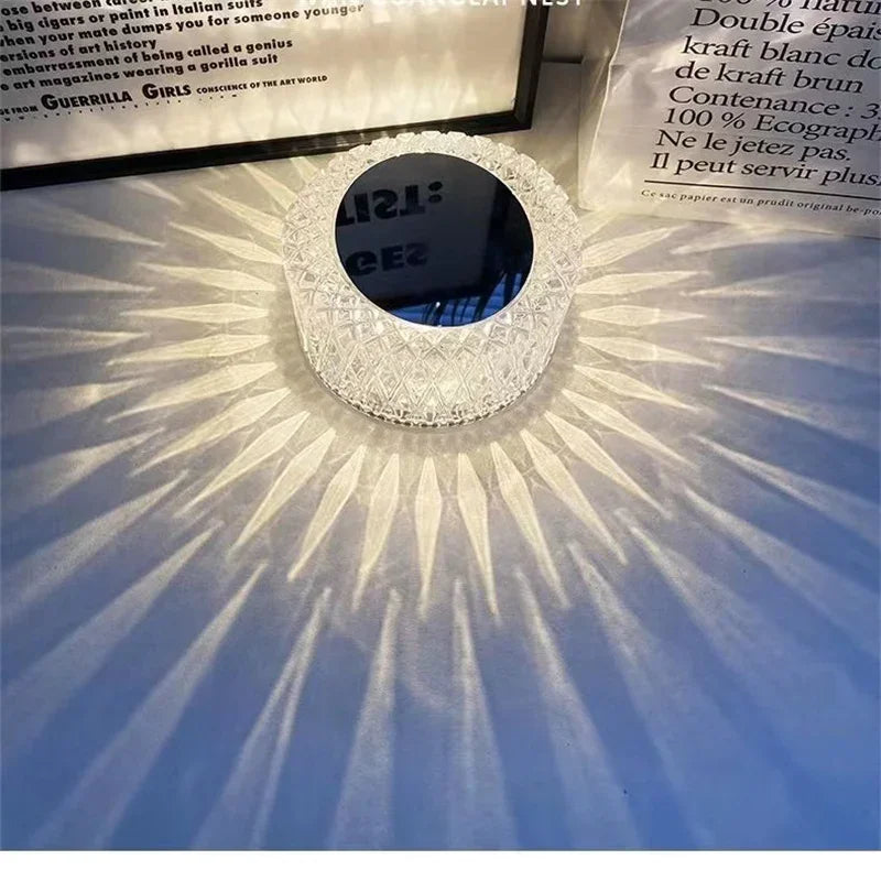 Creatively LED Crystal Table Lamp RGB USB Light Touch Projection For Home Bedroom Atmosphere Light Decoration LED Night Light