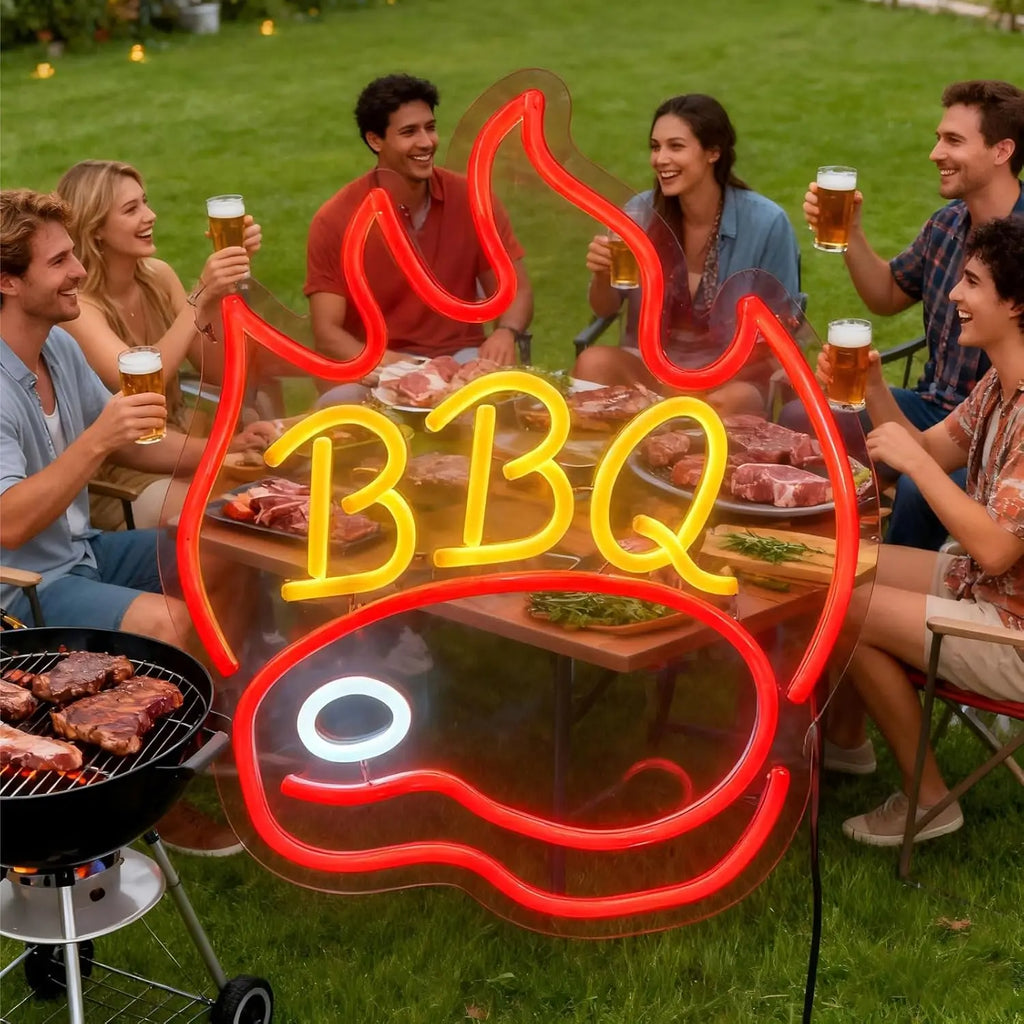 LED Barbecue Neon Signs BBQ Neon Light for Wall Decor USB Dimmable for Home Party Restaurant Grill Bar Grilled Meat Decor Gifts