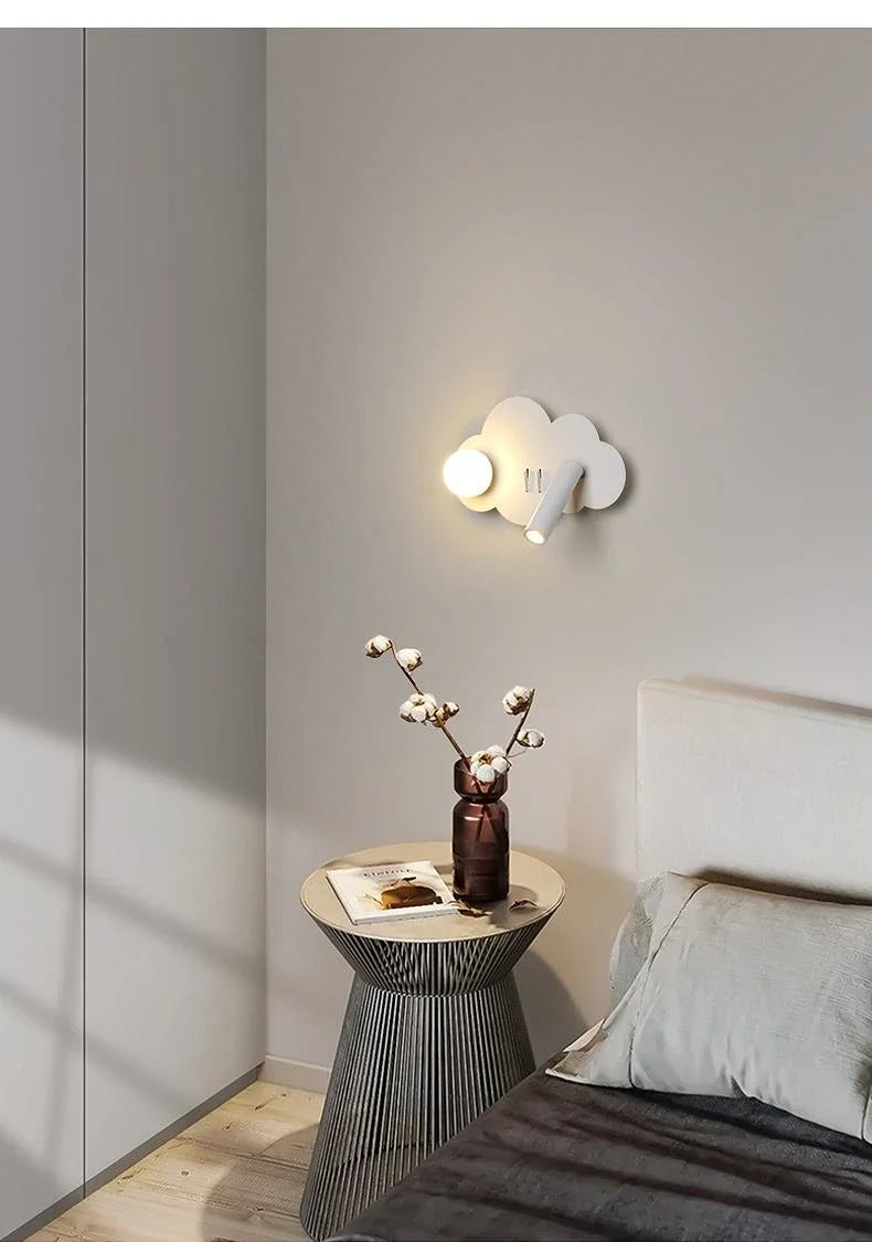 Cloud Wall Lamp Nordic Ins Style Minimalist Bedside Night Light for Kids Bedroom Boys Girls Nursery Decor Modern LED Lighting