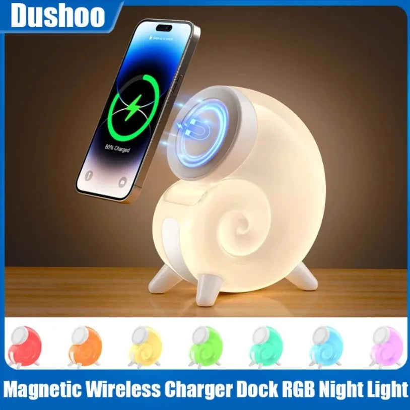 Magnetic Wireless Mobile Phone Charger Base LED Night Light Magnet Fast Charging Stand Dock for iPhone 16 15 14 13 Pro Max Mini*