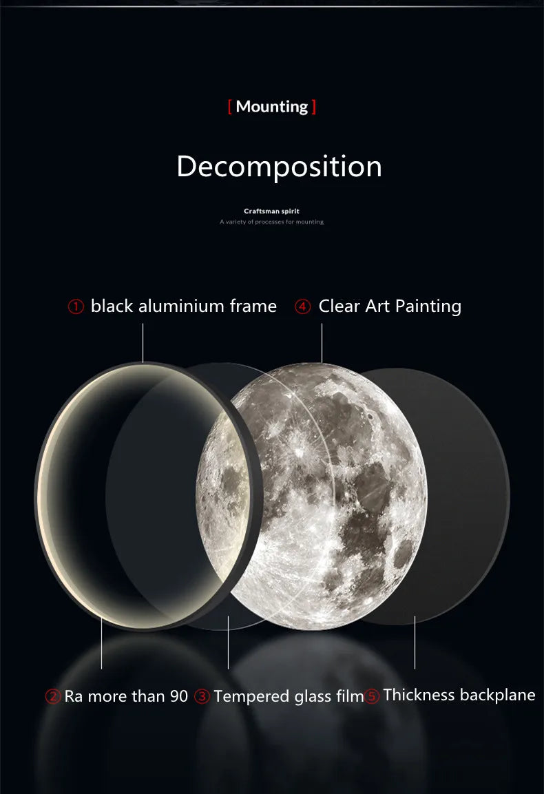 3D LED Moon Lamps 50/60/80cm Living Room Round Moon Wall Lamp Romantic Bedroom Wall Light Remote Control Dimmable Led Wall Lamp