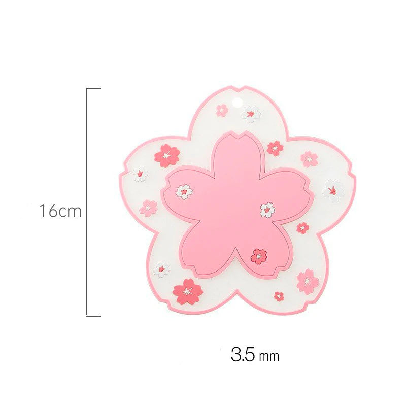 Cute Sakura Desk Mat Kawaii Coffee Cup Coaster Heat Insulation Mat for Tea Milk Mug Office Home Decors Cute Desk Accessories
