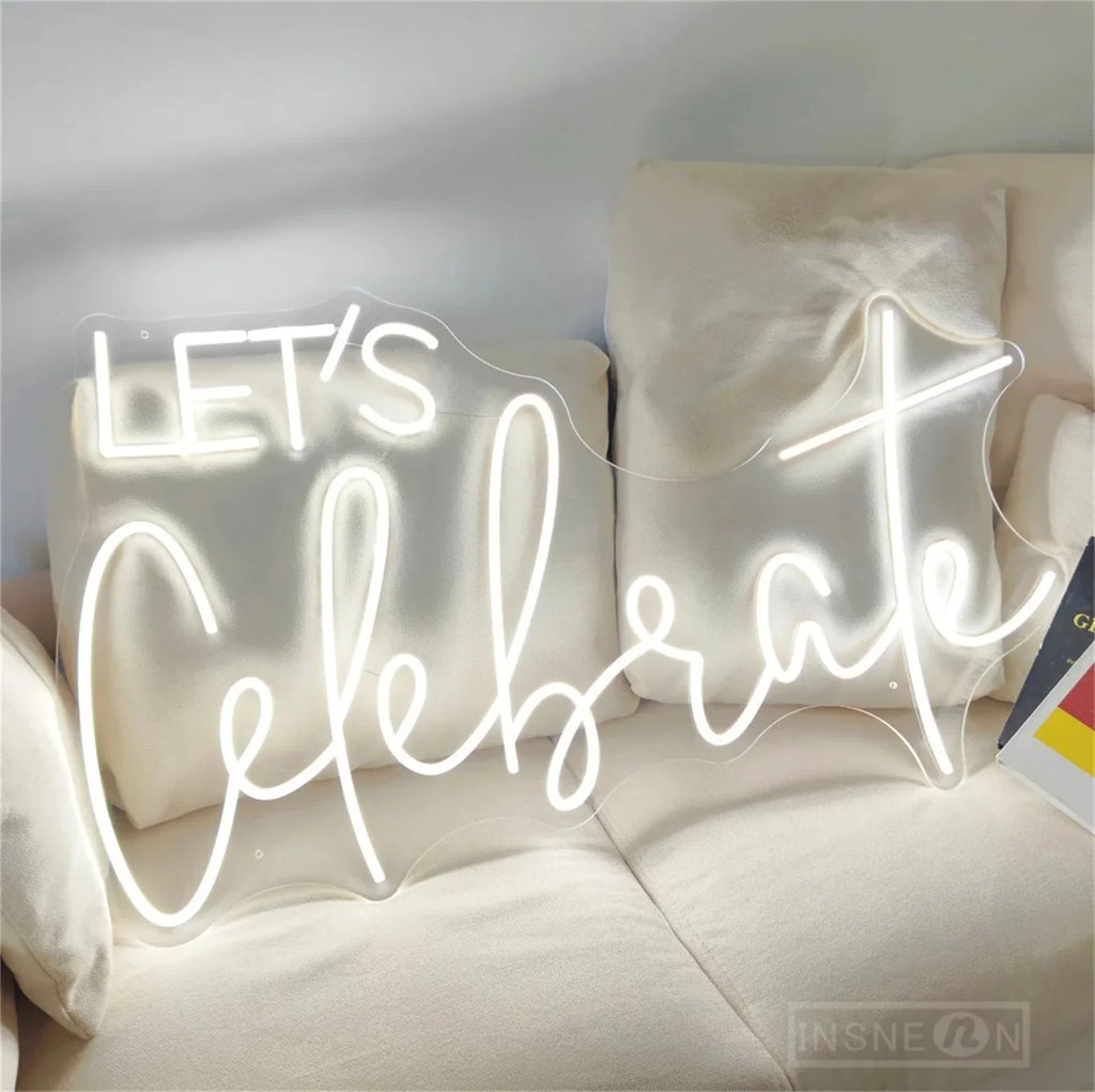 Lets Celebrate Led Neon Signs Wedding Party Wall Decor Neon Light Room Art Decoration Bedroom Hanging Neon Lignt Sign Decor Gift