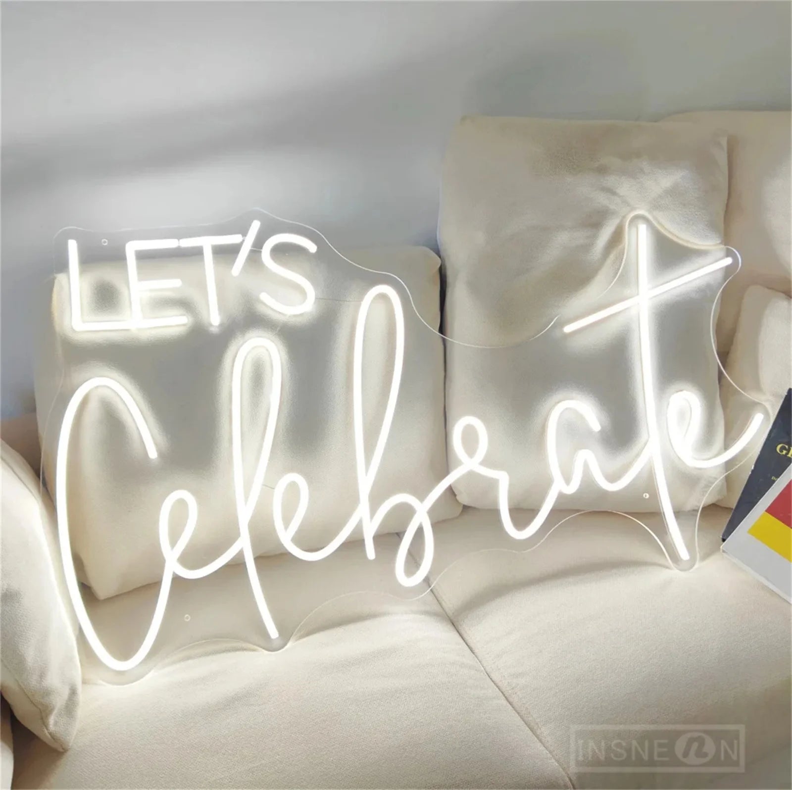 Lets Celebrate Led Neon Signs Wedding Party Wall Decor Neon Light Room Art Decoration Bedroom Hanging Neon Lignt Sign Decor Gift