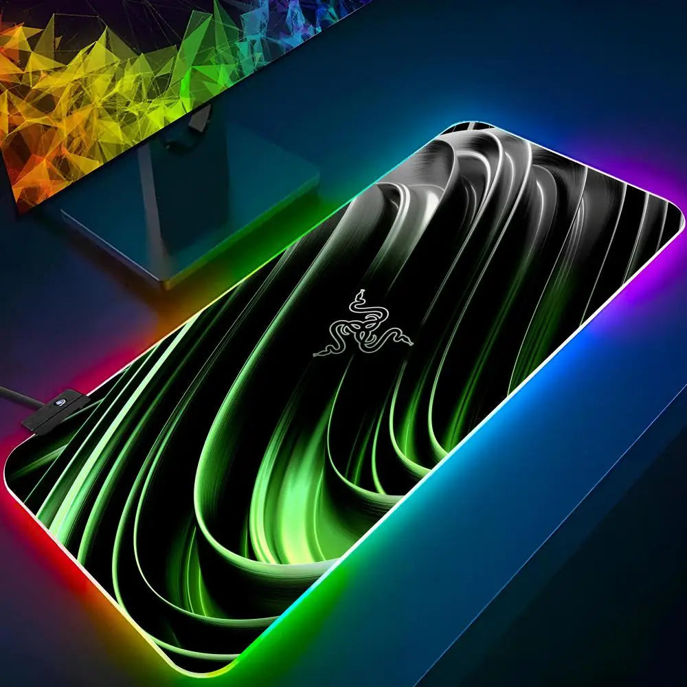 R-Razer-R  Mouse Pad Keyboard LED RGB Pc Gamer Glowing Rubber mause pad  Cute Cartoon Gaming Computer Boys Girls Friends Holiday