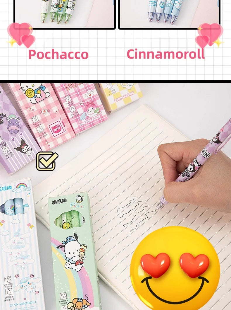 6 models a total of 24= 4 Pcs/set limited edition high quality ST black 0.5mm gel pen kawaii stationery school office supplies