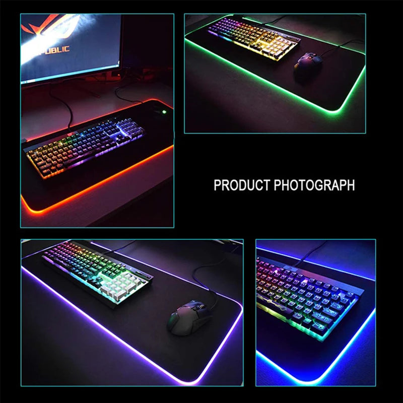 RGB Hexagonal Mouse Pad 900x350 LED Gaming Anime Geometric Luminous Anti-skid Computer Offices Cool Mousepad Desk Mat Laptop Rug
