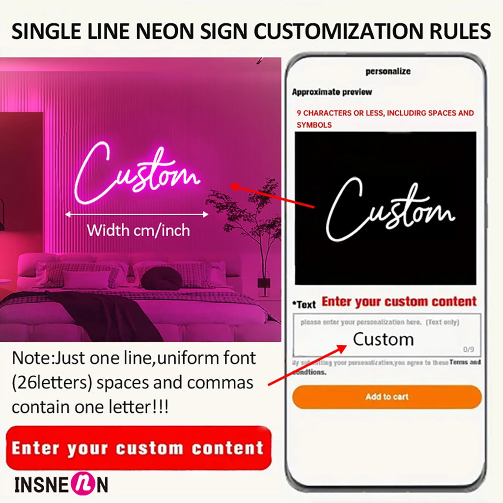 Custom Neon Sign Led Name Light for Kids Name Custom Signs Teenage Gift Led Neon Sign for Wall Decor Bedroom Decor Personalized