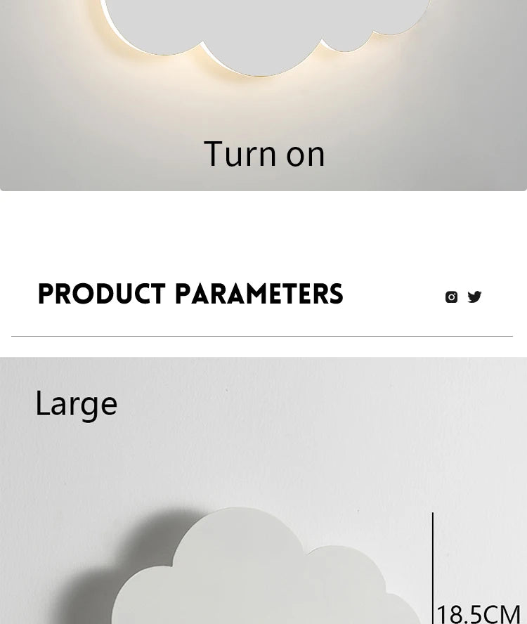 LED Cloud Wall Lamp With Plug Baby Room Bedroom Bed Living Dining Room Attic Creative Warm Decoration Wall Light AC110V-230V